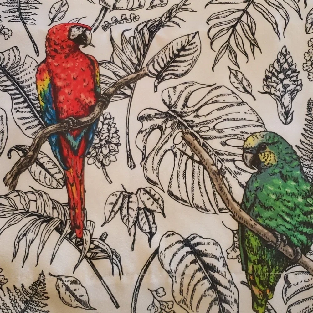 Parrot Print Pocket Top Adjustable Straight Curtain Valance 56 x 18 Inches